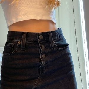 madewell lunar wash denim mini skirt